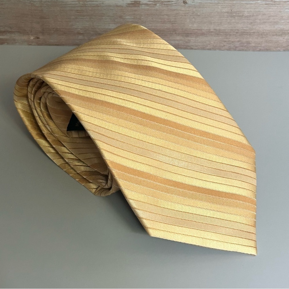Perry Ellis Silk Gold Striped 59.5” Tie